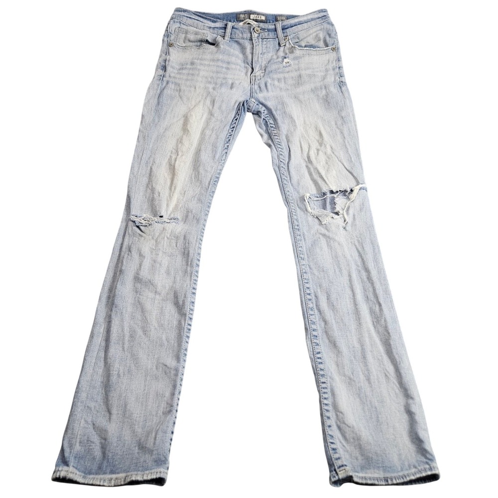 BKE‎ Jake Jeans 33 XL Straight Leg Light Wash Distressed Grunge Denim Y2K Skater